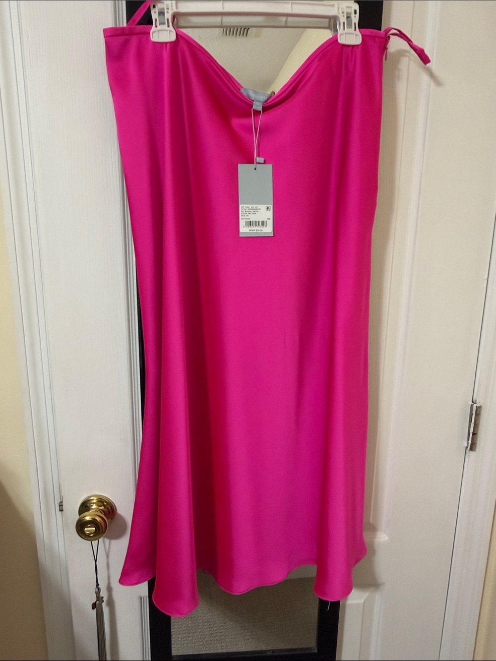 ANTONIO MELANI Hot Pink Satin Midi Skirt